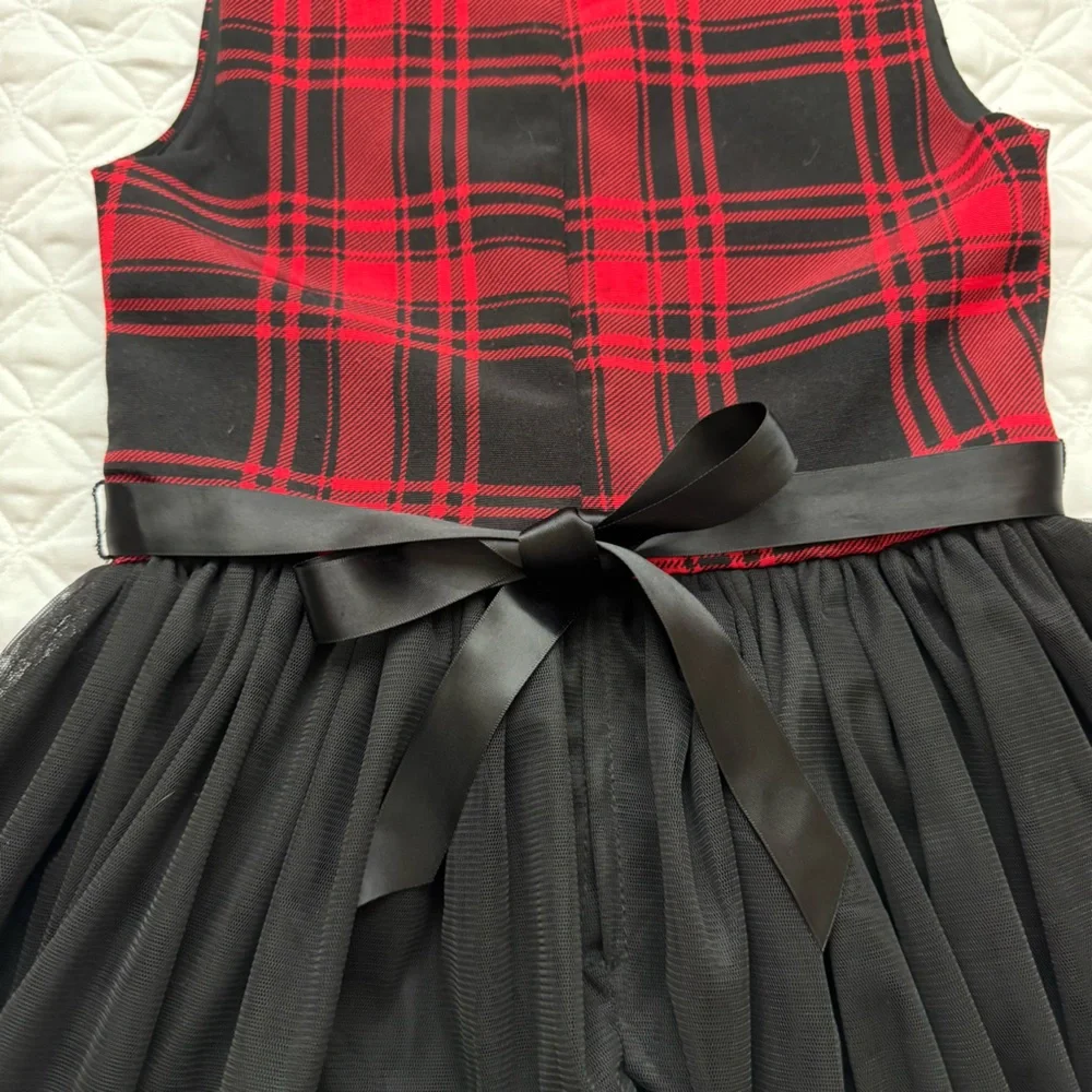 Knit Works Red and Black Plaid A-Line Tutu Sleeveless Holiday Dress - Picture 13 of 16